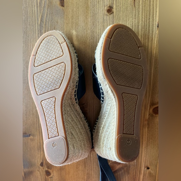 Tory Burch Bima Wedge Navy Blue Espadrille Sandals - Picture 4 of 4